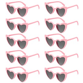 SelfTek Occhiali Da Sole A Forma Di Cuore, 10 Pezzi, Occhiali Hippie, Per Feste, Matrimoni, Carnevale (Rosa)