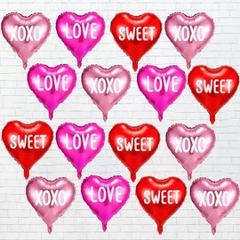 12 Pcs Valentine's Day Balloons Heart Balloons I Love You Balloons for Valentines Day Proposal Wedding Dating Birthday Party Supplies (Classic)