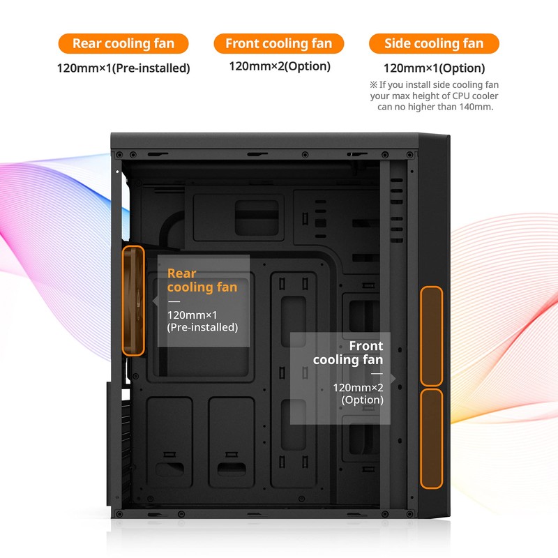 Zalman T6 ATX Mid Tower Computer PC Case, Pre-Installed 120mm