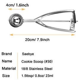 ( 50) - Small Cookie Scoop, 1.5 Tbsp/ 25ml, 1.6 inch/ 40 MM Ball, 18/8 Stainless Steel Small Ice Cream Scoop, Secondary Polishing