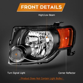 LBRST Headlight Assembly Compatible with for ford for Escape 2008-2012 Bulbs Not Included 8L8Z13008B 9L8Z13008A