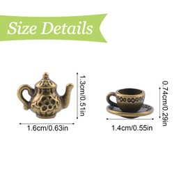 UFURMATE Hinge Head Home Decoration 3Pcs Magnetic Vintage Mini Teacup Hinge Heads Decorative Topper Creative Bronzed Tea Cup Hinge Head Magnets Ornaments