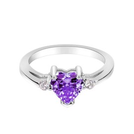 CloseoutWarehouse Cubic Zirconia Heart Promise - Sterling Silver Love Ring, Available in a Variety of Colors
