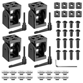 JiGiU 4PCS Angle Connector Joint Connector 4040 Nut 8 Flexible Hinge 180° Rotation Range with Clamping Lever Zinc Alloy Joint Connector for 4040 EU Standard Aluminum Extrusion Profile-Black