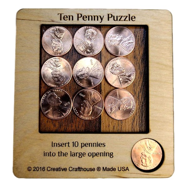 10 Penny Puzzle - A Circle Packing Problem - Ten Mint Pennies are Included