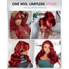 Layered Curtain Bangs 99J Burgundy Face-Framing 6x6 Glueless Wigs Human