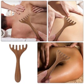 DOITOOL 2PCS Gua Sha Rake Scalp Massager, Wooden Gua Sha Tool, Handheld Eye Massage Comb, Portable Scalp Massage Rake, Coffee, 14.5 x 7 x 1.5 cm