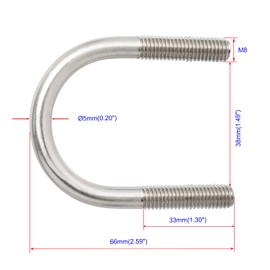Aopin Round U-Bolt 1.5"(38mm) Inner Width U Bolts Brackets 304 Stainless Steel M8 with Nut, Plate, Washer for Car/RV/Trailer Bumper,4 Sets