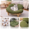 SJHX-ZYH Elevated Wooden Cat Bed with Fluffy Removable Cushion, Modern