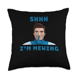 Funny Mewing Meme Shhh Im Mewing Quiet Mewing Profile Throw Pillow