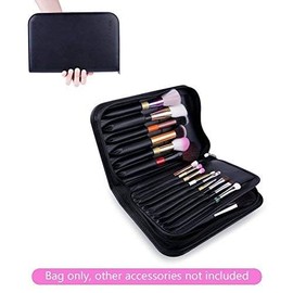 KIRA Makeup Brush Pouch with Soft and Bristle, Organizer Leather Makeup Bag, Travel-Friendly, Organize Your Beauty Essentials (Black) (Pack of 15), Black, Makeup Brush Bag
