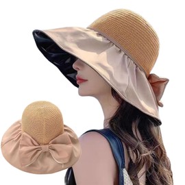 Wdlife UV Protection Hat, Women's Hat, Summer, Autumn, Women's Cap, UV Protection, 360 Degree Sun Protection, Wide Brim, Small Face Effect, Foldable, Ribbon Storage Bag, Chin Strap, Light Blocking