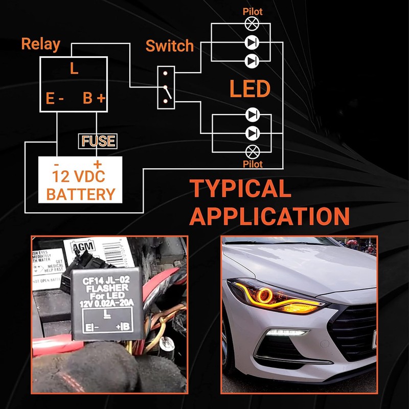 CF14 JL-02 Flasher Relay 3-Pin LED Flasher Relay for Hyper