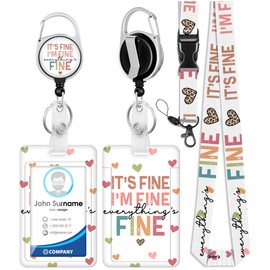 TONJOY ID Badge Holder with Lanyard and Retractable Badge Reel Clip - Card Name Tag Lanyard Vertical ID Protector Bage for Nurse Nursing Doctor Teacher Student It's Fine