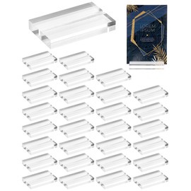 QWORK Acrylic Sign Holders, 30 Pack 3" Table Numbers Holder, Place Card Holder with Slot for Wedding, Numbers, Meeting, Sign, Car, Menu