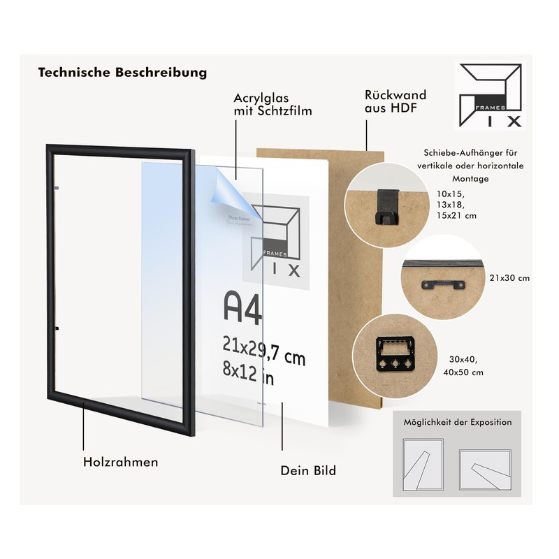 Pix FRAMES Picture Frame - Wooden Photo Frame - Frame