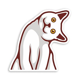 2 x 10cm Cute White Cat Vinyl Stickers - Kitten Cats Pets Sticker #70601