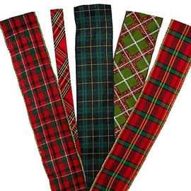 2 1/2" X 10 Yards Red/Black Gingham Wired Ribbon Christmas