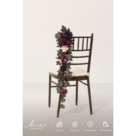 Ling's Moment Fall 10pcs Wedding Chair Decorations Aisle Floral Swag Artificial Pew Flowers Hanging Garland Deep Plum for Ceremony Reception Church Rose Floral Arrangement Party Outdoor Decor