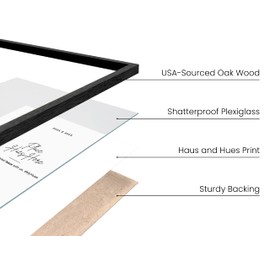 HAUS AND HUES 11x17 Picture Frame - Black Picture Frames 11x17 Natural Wood Frames, Black Frames Picture Frame 11x17 Wooden Frames, Black Poster Frames 11x17 Wood Picture Frames (Black Oak Frame)