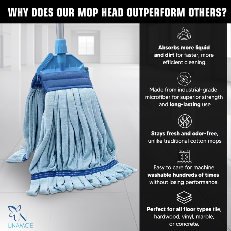 2 Pack - Replacement Heavy Duty Microfiber Mop Head |