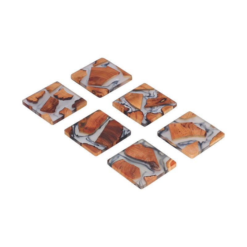 6Pcs Wood Coasters Innovative Insulation Cup Mat Pad Craft Works