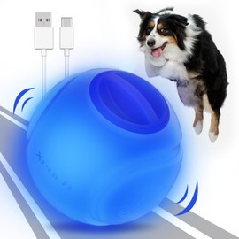 Xeuch LED Dog Ball Rechargeable, Light Up Dog Ball Toys, Bounce-Activated Durable Fetch Ball, Natural Rubber, Unique Scent, 2.5 inches, for Small & Medium Dogs (Light Blue)