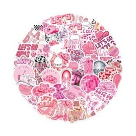 Pack of 50 Pink Cowboy Girl Stickers for Bumper, Car, Bike, Luggage, Laptop, Gift, Cute Western Cowgirl Waterproof Vinyl Decal, Adult Girls Gift, Fashion Aesthetic Graffiti Stickers