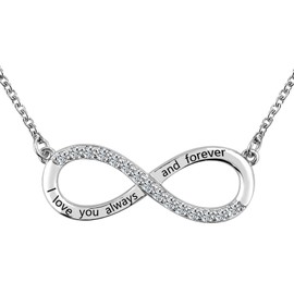 KunBead I Love You Always and Forever Infinity Necklace for Mom Daughter Grandma Granddaughter Nana Auntie Wife Sister Best Friend