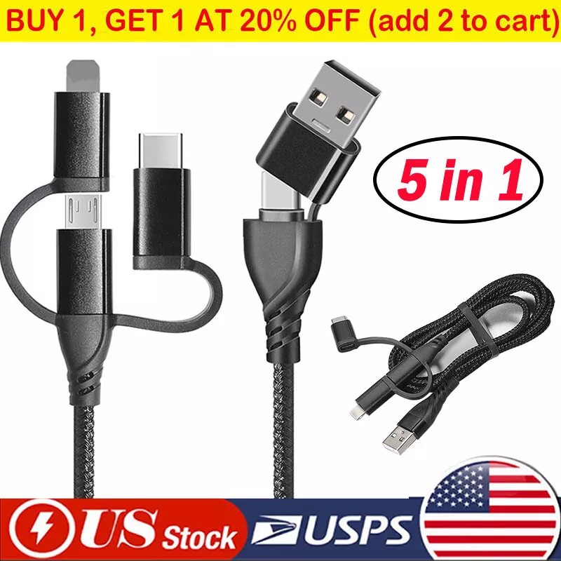 Universal 5 in 1 Fast USB Charging Cable Universal Multi