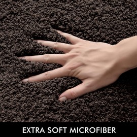 MIULEE Set of 2 Non Slip Shaggy Bathroom Rugs Extra Thick Soft Bath Mats Plush Microfiber Absorbent Water for Tub Shower Machine Washable (Brown, 16x24 Inches)