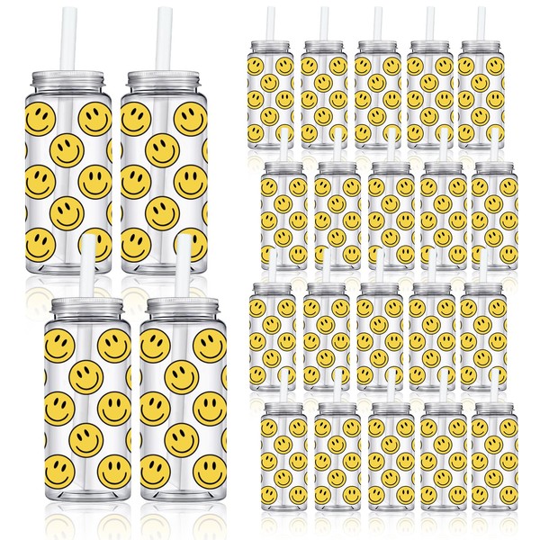 Whaline 20Pcs One Happy Dude Smile Face Plastic Cups with