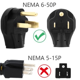 1FT NEMA 6-50P to NEMA 10-30R Power Adapter Cord, 50A Welder Male to 30A Dryer Female Adapter, STW 10AWG