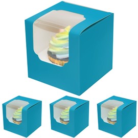 Gcardist See Blue Car Pop-up Cupcake Boxes Individual Cupcake Containers Pack of 15 8.9 x 8.9 x 8.9 cm (15 Boxes + 15 Inserts, 3.5 x 3.5 x 3.5 inches)