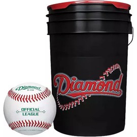 Diamond 6-Gallon Ball Bucket with 30 DOB Baseballs, Black