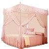 Luxury Princess 3 Side Openings Post Bed Curtain Canopy Netting