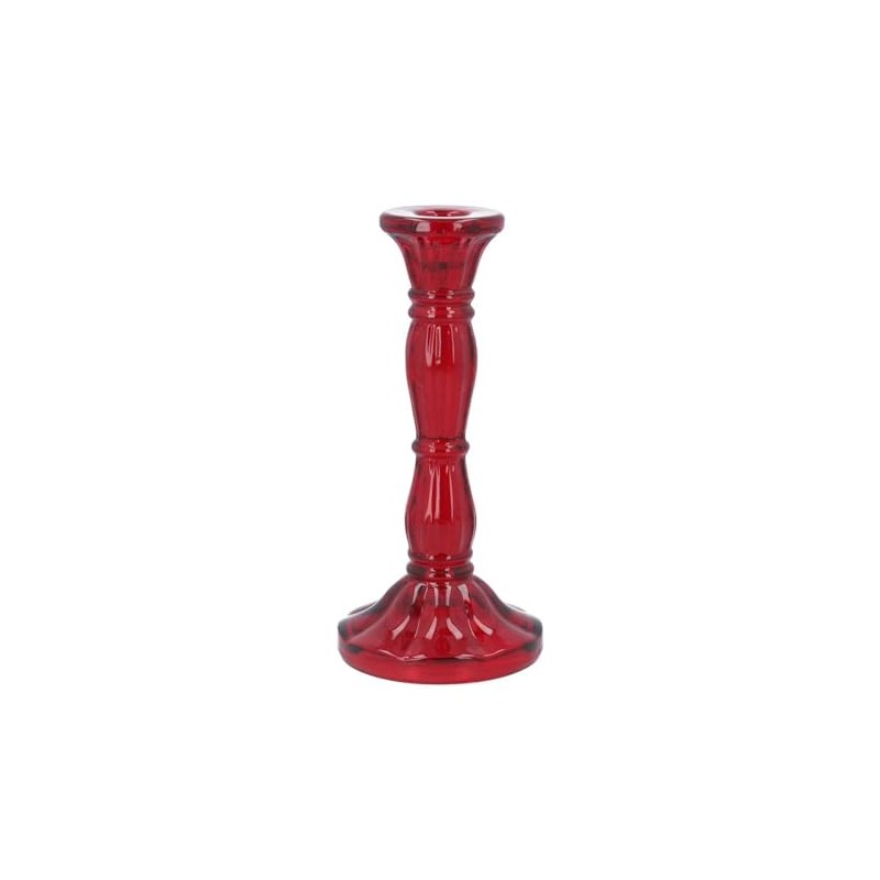 Gisela Graham Red Glass Moulded Candlestick (Large)