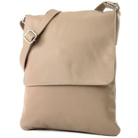 Modamoda de T33 Italian Nappa Leather Shoulder Bag - Brown / Beige, size: s