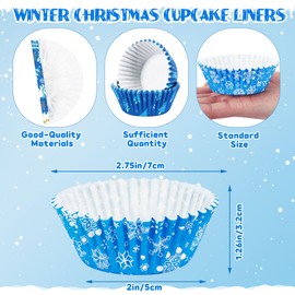 SANNIX Pack of 450 Winter Muffin Cases Christmas Muffin Baking Mould Paper Muffin Cases Paper Christmas Paper Cups Xmas Cupcake Decoration for Christmas Decoration