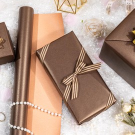 Yarcony Shimmer Chocolate Brown Wrapping Paper Big Roll, Dark Brown Matte Wrapping Pape for Gift, Solid Color Pearly-lustre Gift Wrap for Anniversary Birthday Christmas Craft Project(30Inch X 33Feet)