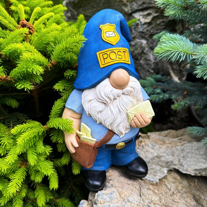Mood Lab Garden Gnome - Funny Postman Gnome Figurine -