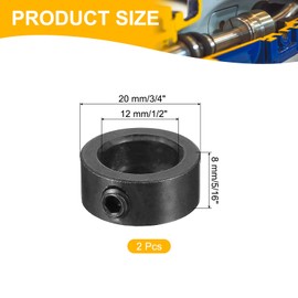 PATIKIL Bore 1/2" Shaft Collar 3/4" OD 5/16" Thickness, 2 Pack Carbon Steel Landing Gear Stopper Wheel Collar with Set Screw & Wrench for Machine Tool Industry, Silver