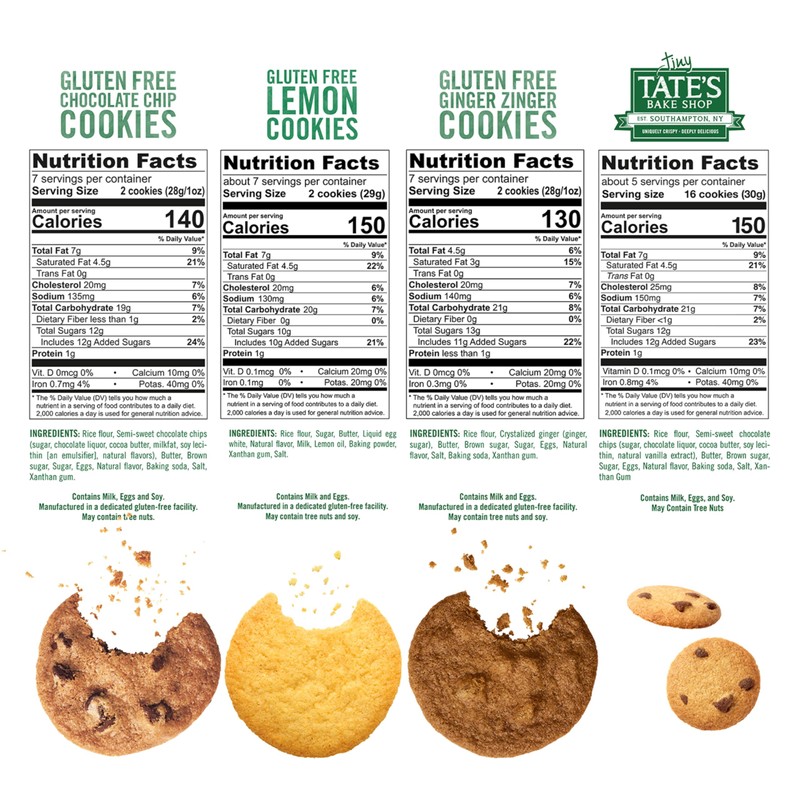 Tate's Bake Shop Gluten Free Cookies Variety Pack, Lemon, Ginger