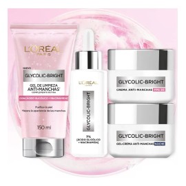 L'Oréal Paris Kit Anti-Manchas Glycolic Bright Rutina Completa con Ácido Glicólico y Niacinamida Sérum de Rostro 30ml + Crema Hidratante de Día 50ml +