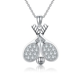 YAFEINI Tennis Necklace for Women 925 Sterling Silver Tennis Racket and Ball Pendant Necklace Tennis Jewellery for Girls Tennis Lovers Gifts, Sterling Silver, Not known.