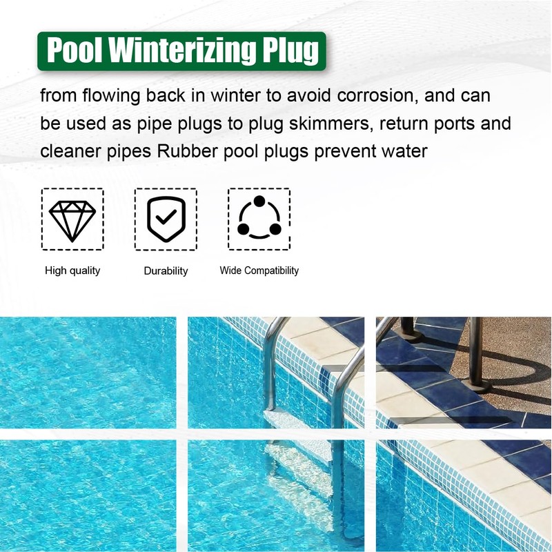Set of 3 Pool Plugs in 3 Sizes (1", 1.5",