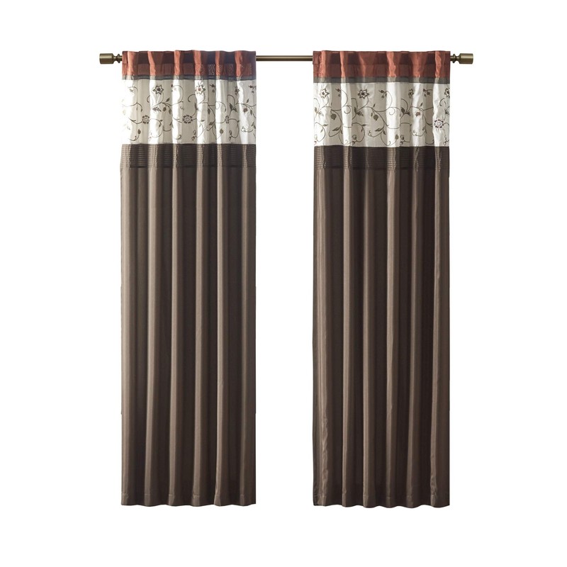 Madison Park Serene Embroidered Light Filtering Treatment Curtain Rod Pocket/Back