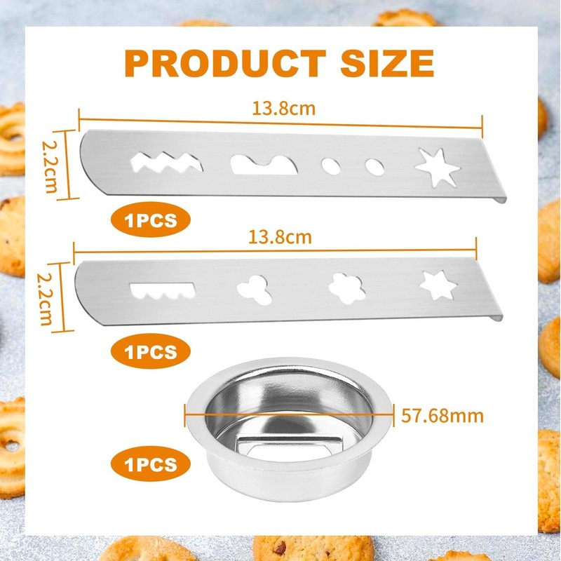 3 Pieces Meat Grinder Accessories, Shortbread Cookie Press Accessories, Stainless