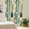Ambesonne Mid Century Modern Curtains, Abstract Circles Leaves and Stripes