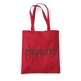 Equality (stand alone text - girl power set) tote shopping bag - Red